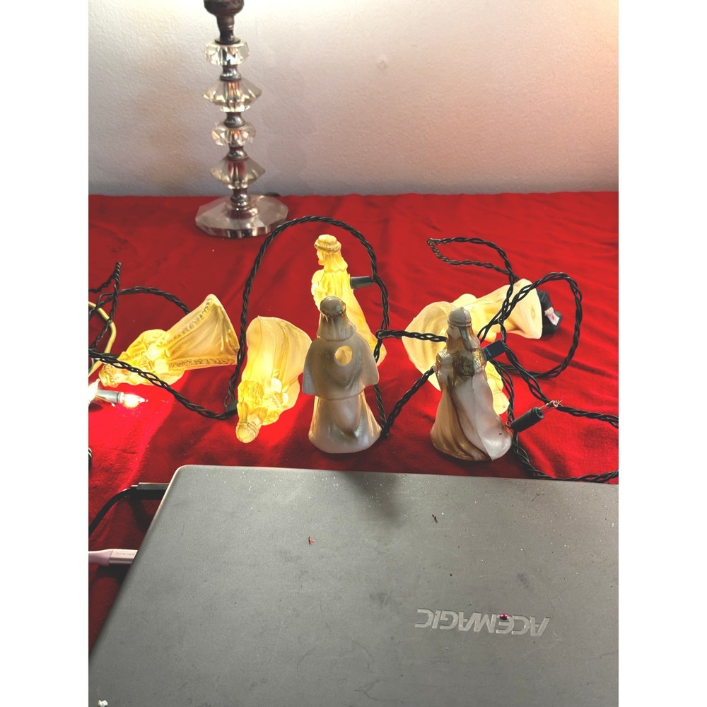 Vintage Nativity Three Wise Men Christmas String Lights Blow Mold Style Set